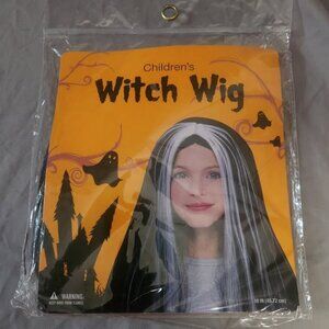 Children's Witch Wig Black with White 18 inches Halloween New